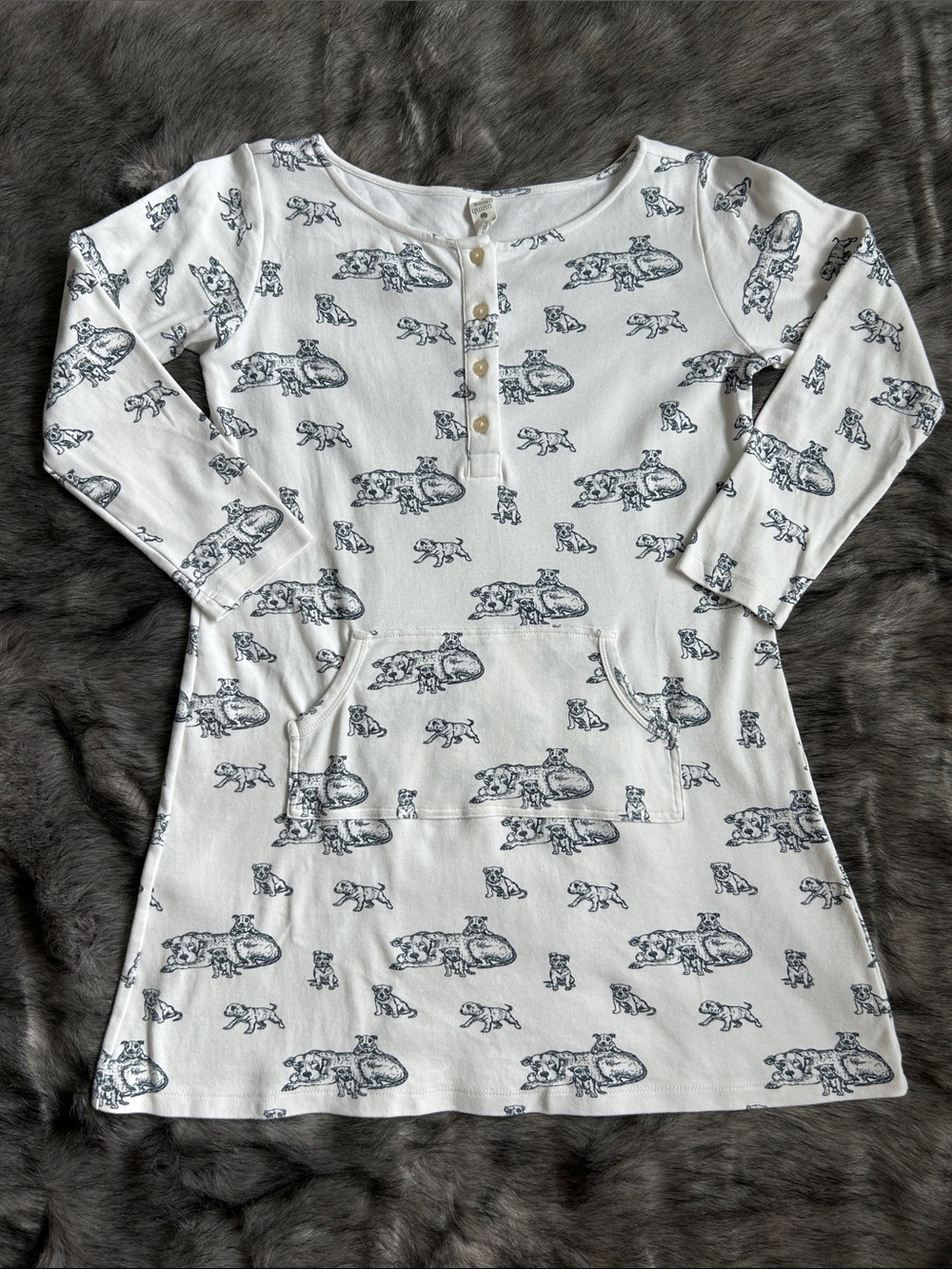 Kate Quinn Pitbull Print Sleep Dress with Kangaroo Pocket Organic Cotton Size XS - Picture 8 of 9
